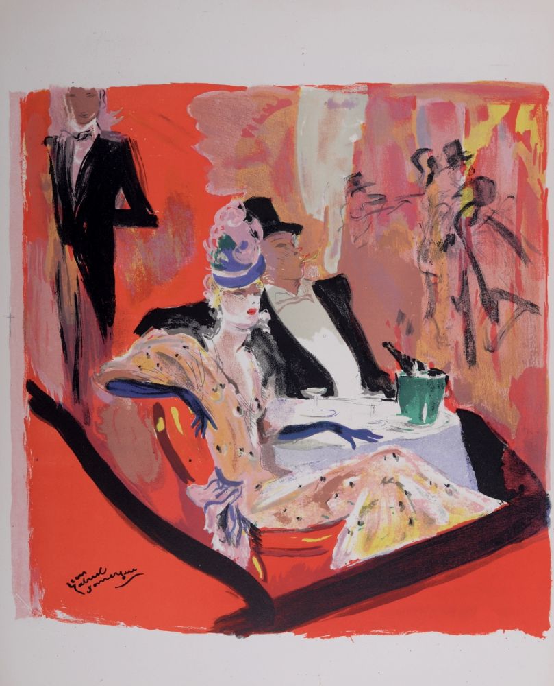 Lithograph Domergue - La Parisienne : Chez Maxim's, 1956