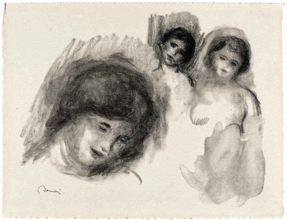 Lithograph Renoir - La Pierre au trois croquis