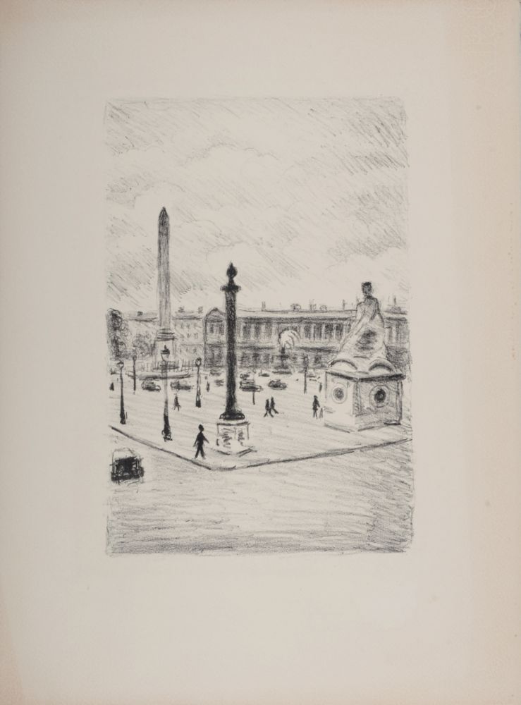 Lithograph Marquet - La Place de la Concorde, 1950