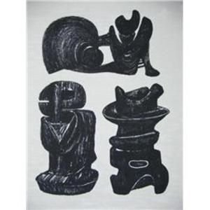Lithograph Moore - La Poésie Three Sculptural Forms