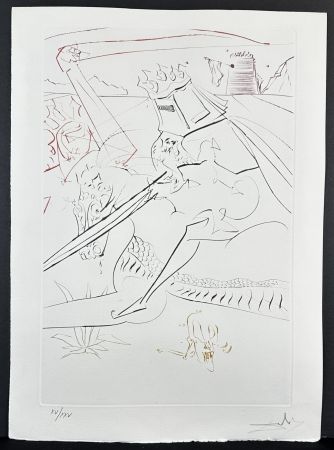 Etching Dali - La Quete du Graal The Pass Black Knight