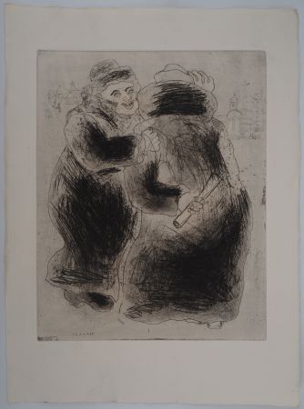 Etching Chagall - La rencontre en Houppelande