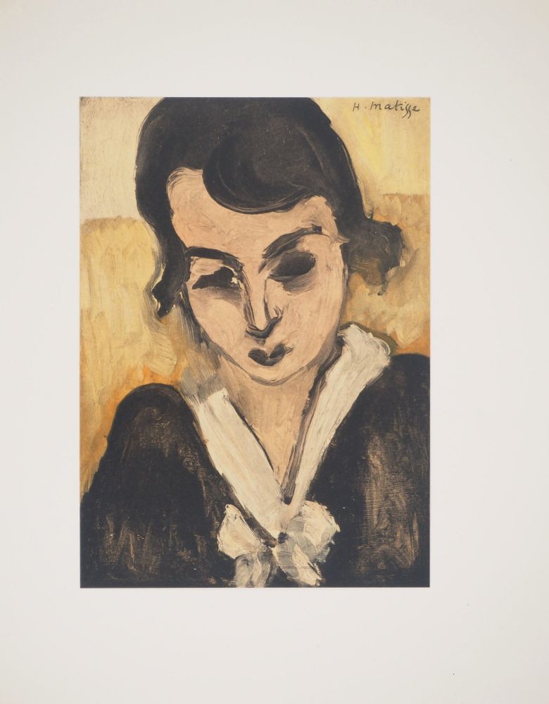 Lithograph Matisse - La robe au col blanc