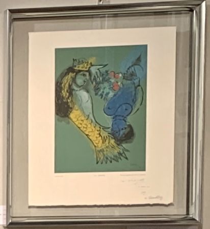 Woodcut Chagall - La sirène 