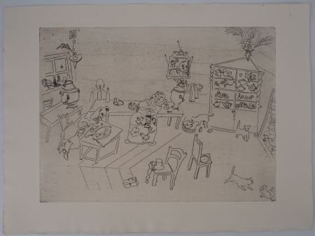 Etching Chagall - La taverne russe (Repas dans le traktir)