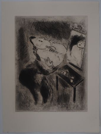 Etching Chagall - La toilette (Tchitchikov se rase)