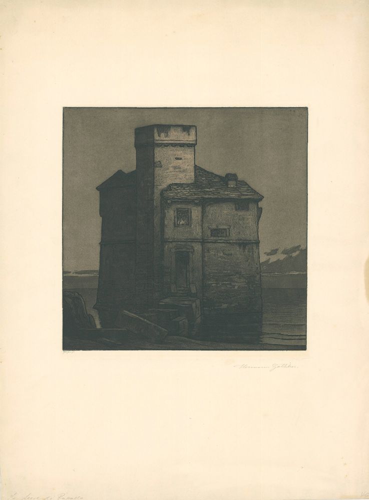 Etching And Aquatint Gattiker - La Torre di Rapallo (Torre Pagana)