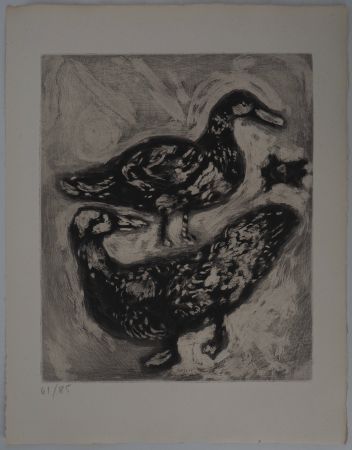 Etching Chagall - La tortue et les deux canards