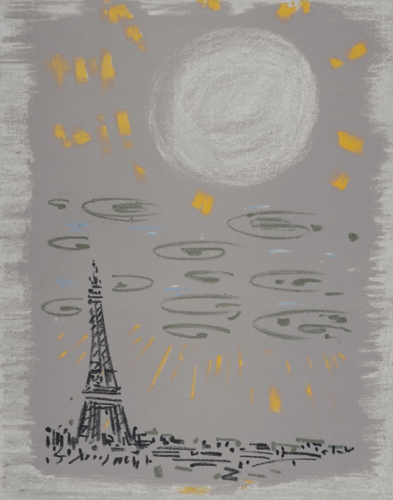 Lithograph Masson - La Tour Eiffel au ciel gris, 1962