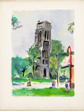 Lithograph Utrillo - LA TOUR SAINT-JACQUES. Épreuve pour Maurice Utrillo (Paris, 1955)