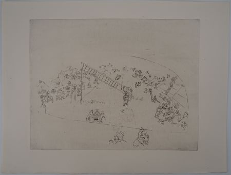 Etching Chagall - La vie de village (A la barrière de la ville)