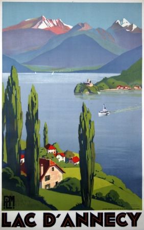 Lithograph Broders - Lac D'Annecy