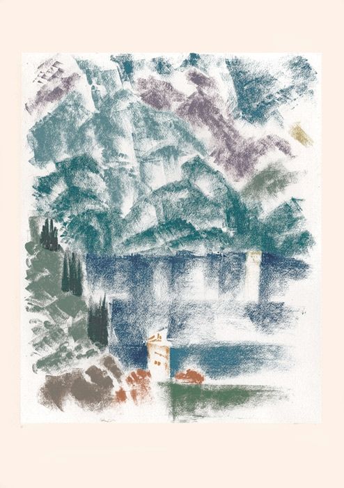 Lithograph Masson - Lac de Côme (Voyage à Venise)