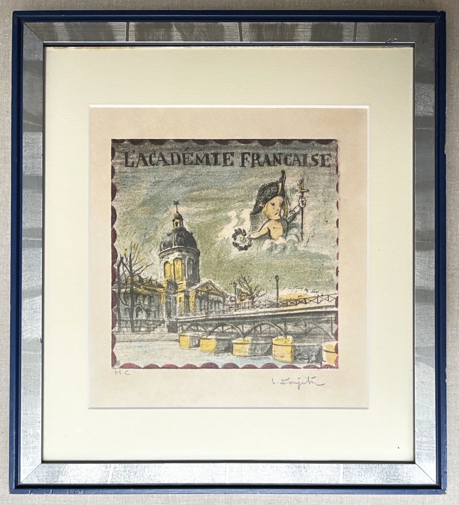 Lithograph Foujita - L'ACADÉMIE FRANÇAISE. Lithographie justifiée et signée (1963)