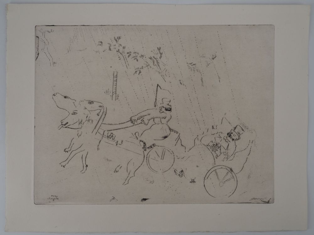 Etching Chagall - L'accident de calèche (La britchka s'est renversée)