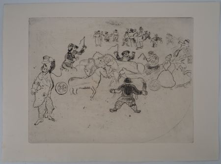 Etching Chagall - L'accident de la circulation (Collusion en chemin)