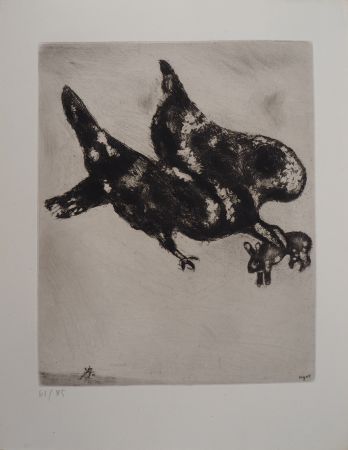 Etching Chagall - L'Aigle, la Lapin et le Coléoptère (L'Aigle et l'Escarbot)