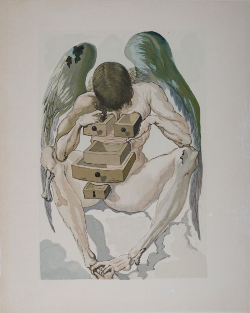 Lithograph Dali - L'ange déchu