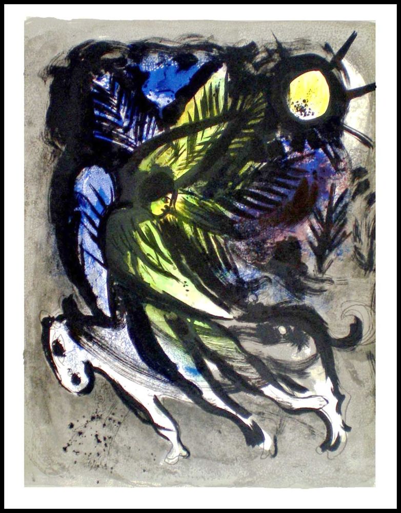 Lithograph Chagall - L'ANGE SURVOLANT LA FORET