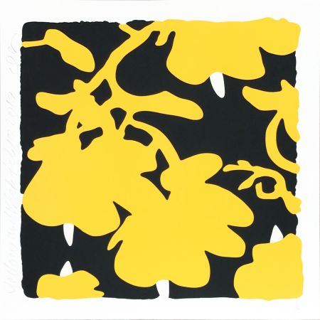 Screenprint Sultan - Lantern Flowers - Yellow/Black Background