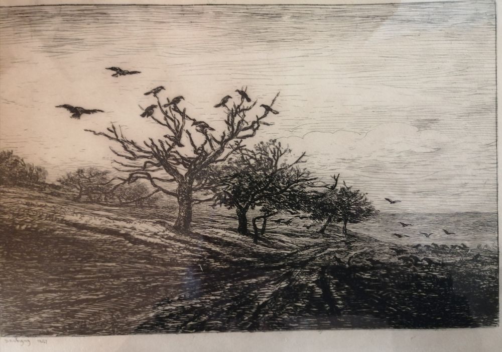 Engraving Daubigny - L'arbre aux corbeaux