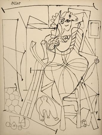 Lithograph Picasso - L'Artiste et l'enfant (The artist and the child)