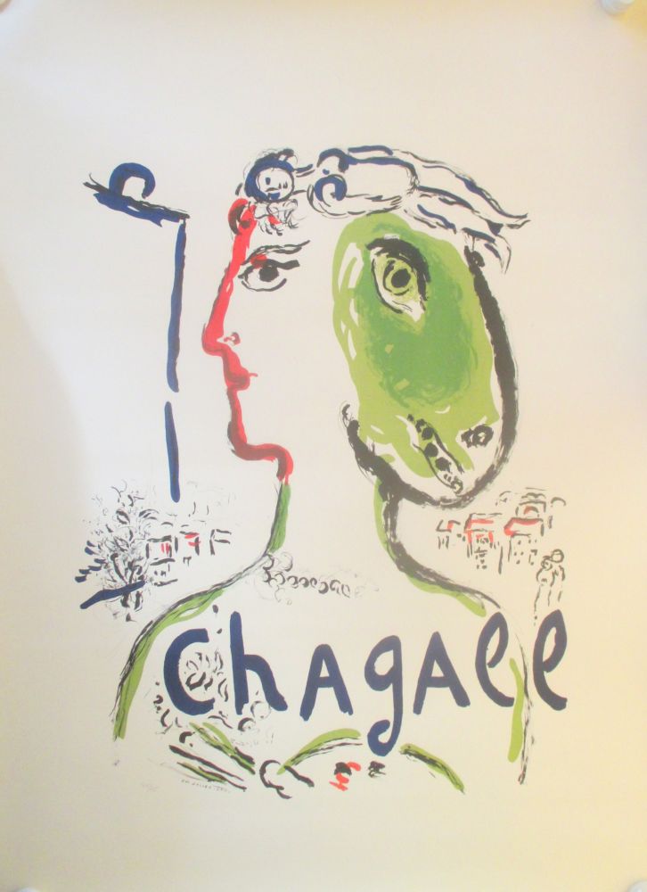 Lithograph Chagall - L'Artiste Phenix,, large format for exterieur  