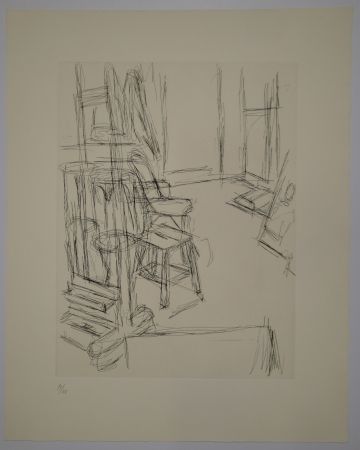 Etching Giacometti - L'Atelier au chevalet (Studio with the Easel)