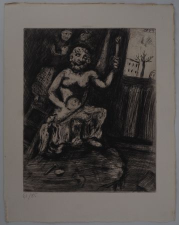 Etching Chagall - L'atelier du sculpteur (Le statuaire et la statue de Jupiter)