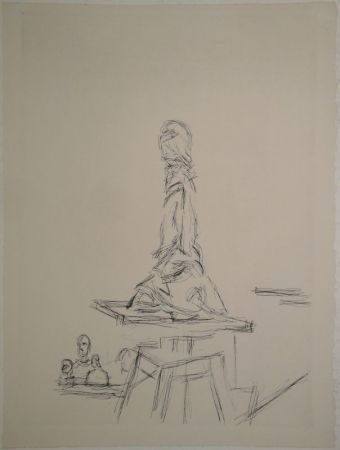 Engraving Giacometti - L'Atelier à la selette I. (Studio with the turntable)