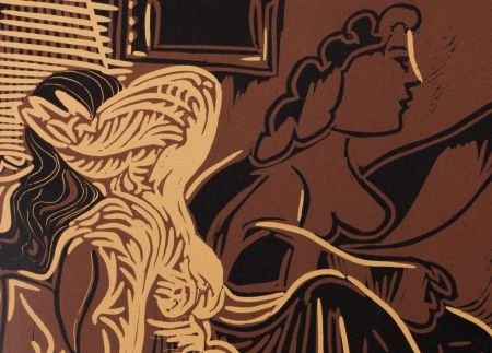 Linocut Picasso - L'attente : Deux femmes à la fenêtre