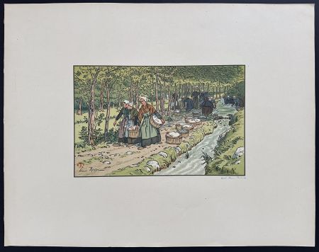 Lithograph Riviere - Lavoir à Tréboul