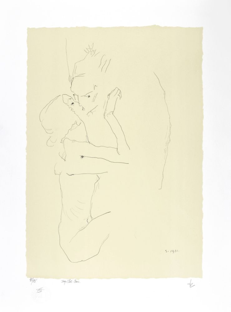 Lithograph Schiele - Le baiser, 1911 | The kiss, 1911