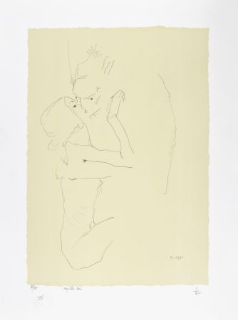 Lithograph Schiele - Le baiser, 1911 | The kiss, 1911