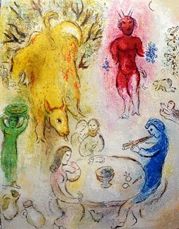 Lithograph Chagall - Le banquet de Pan