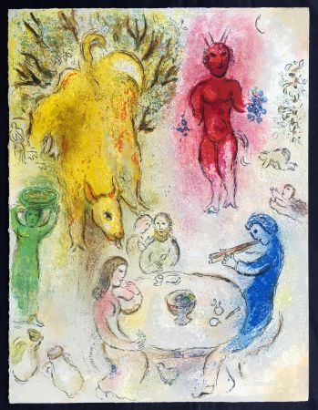 Lithograph Chagall - LE BANQUET DE PAN (de la Suite Daphnis & Chloé - 1961)