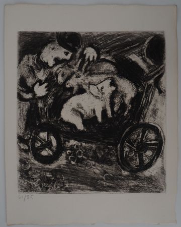 Etching Chagall - Le berger et son troupeau
