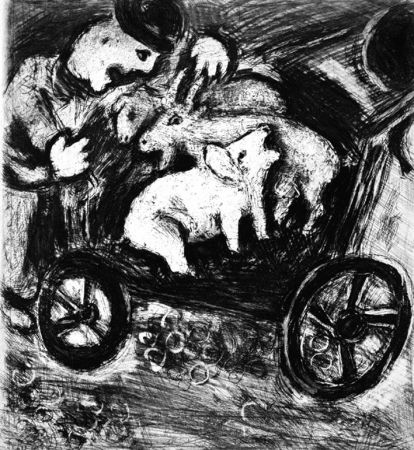 Engraving Chagall - Le Berger et son Troupeau