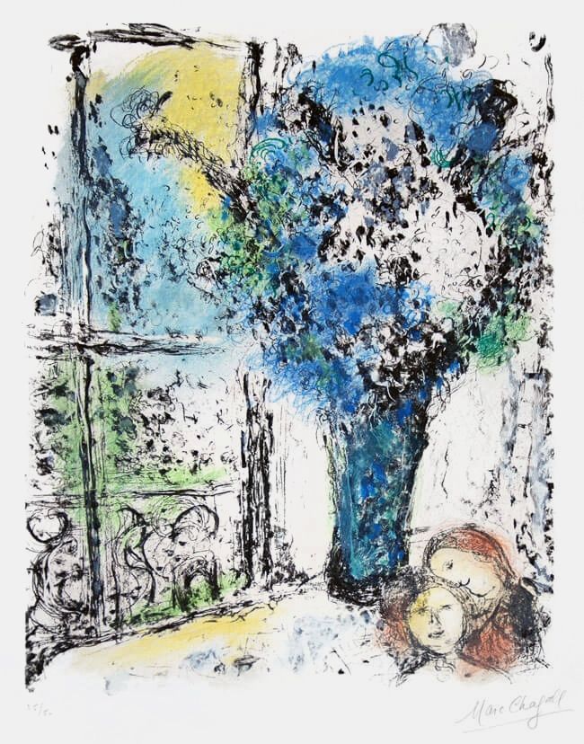 Lithograph Chagall - Le Bouquet Bleu (The Blue Bouquet)