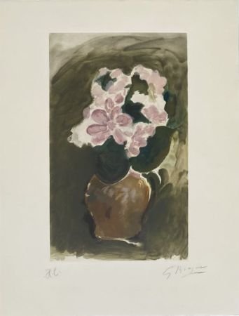 Aquatint Braque - Le bouquet rose 