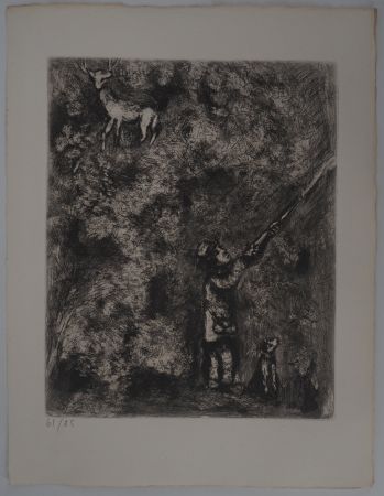Etching Chagall - Le cerf chassé (Le cerf et la vigne)