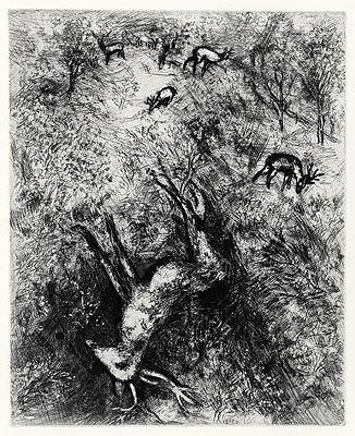 Engraving Chagall - Le Cerf malade