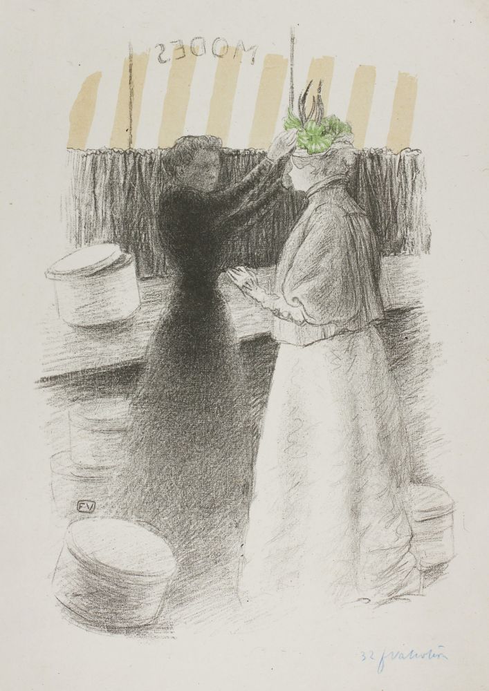 Lithograph Vallotton - Le Chapeau vert (The green hat)