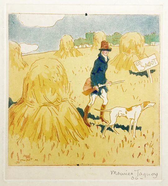 Aquatint Taquoy - Le chasseur et son chien