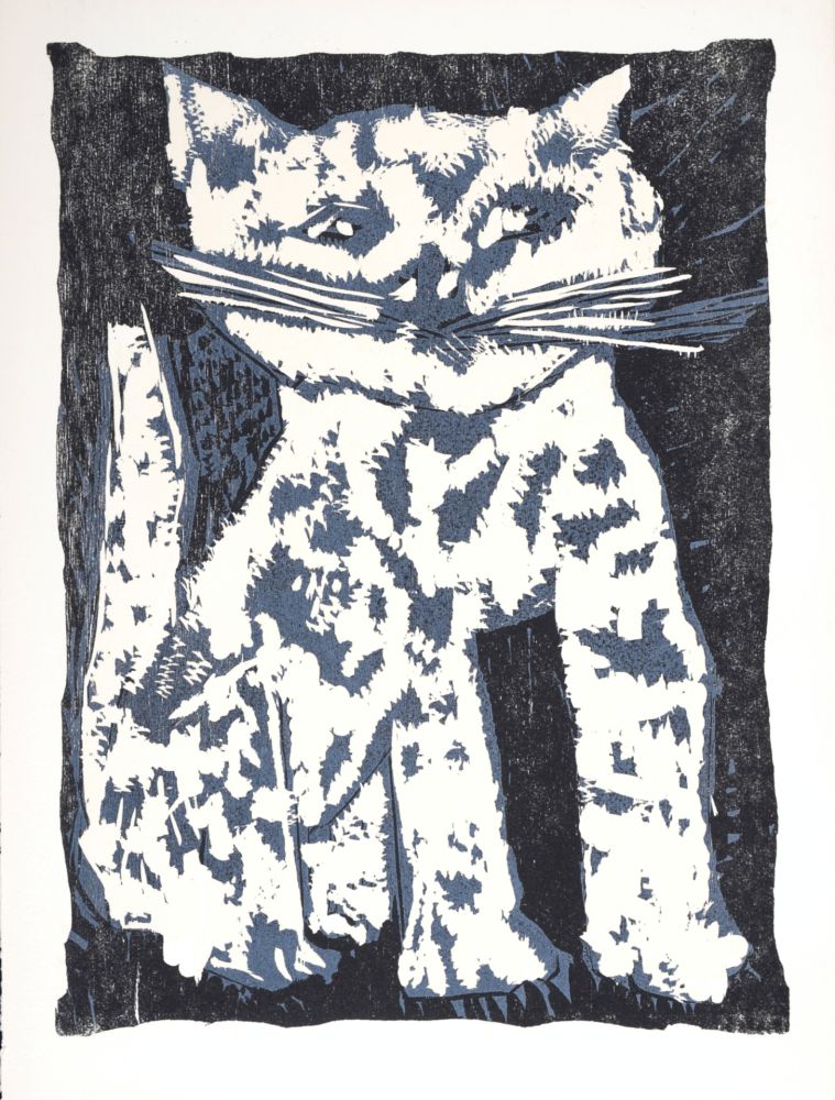 Woodcut Lorjou - Le Chat, 1965
