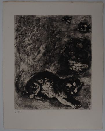 Etching Chagall - Le chat et les deux moineaux