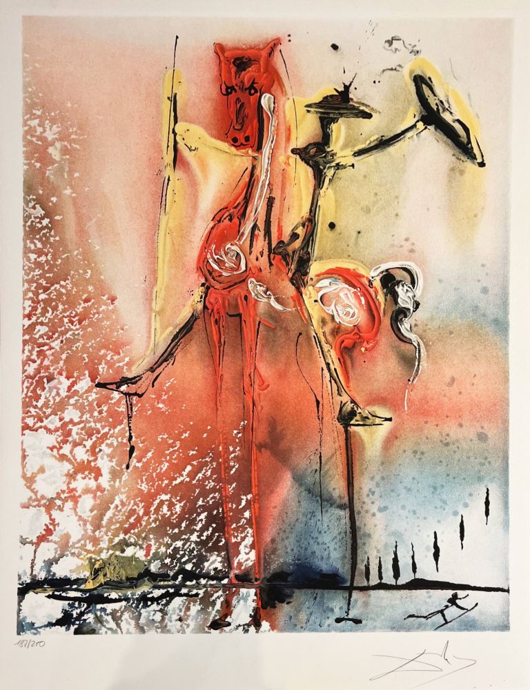 Lithograph Dali - Le chavelier Moyenâgeux