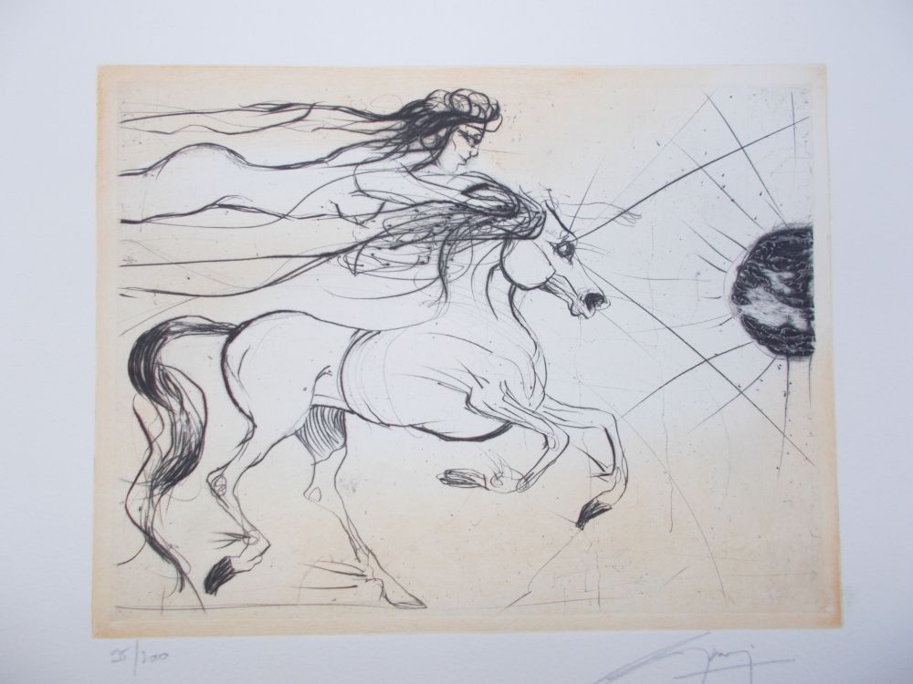 Etching Guiny - Le cheval et la femme
