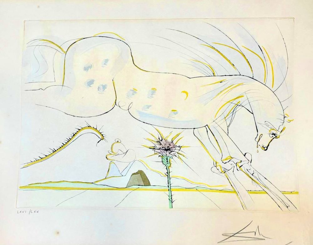 Etching Dali - Le Cheval et le Loup (Le Bestiaire de La Fontaine) (1974)