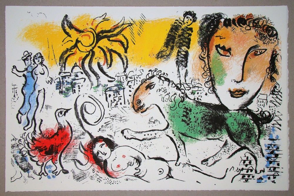 Lithograph Chagall - Le cheval vert